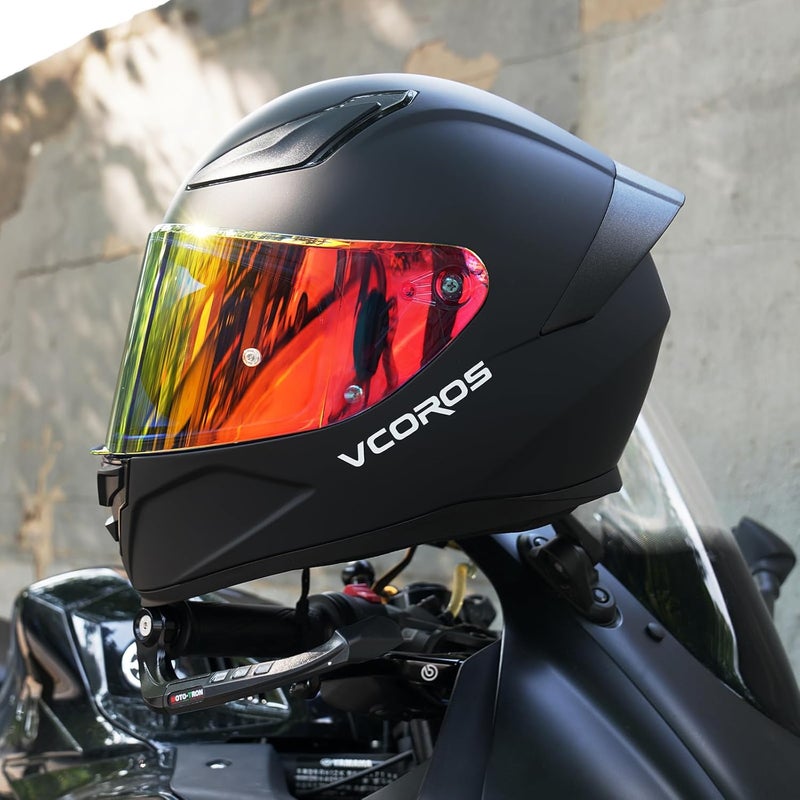 VCOROS Motorcycle Helmets Visor Shield WS-609 Full Face Helmet Visor Replacement Accessories (Chrome Red) - Image 4